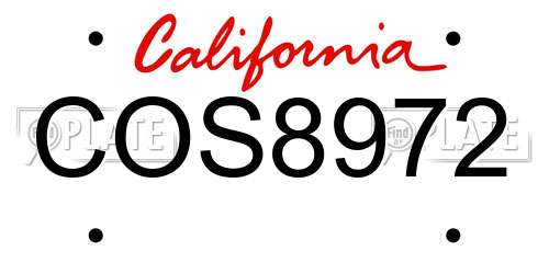 COS8972 California License Plate