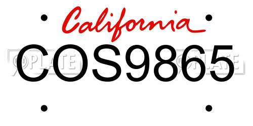 COS9865 California License Plate