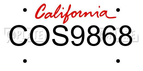 COS9868 California License Plate