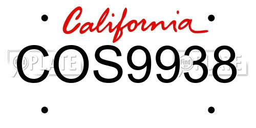 COS9938 California License Plate