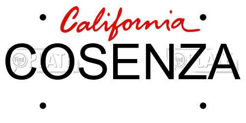 COSENZA California License Plate