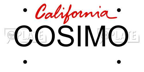 COSIMO California License Plate