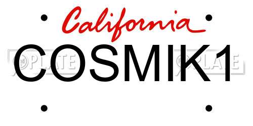 COSMIK1 California License Plate