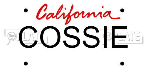 COSSIE California License Plate