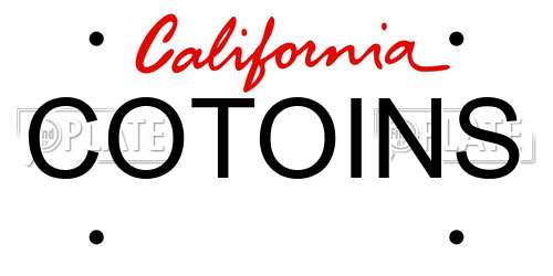 COTOINS California License Plate