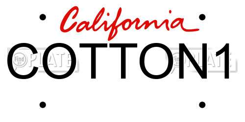 COTTON1 California License Plate