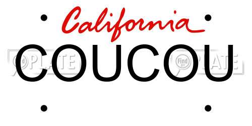 COUCOU California License Plate