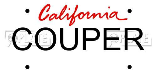 COUPER California License Plate