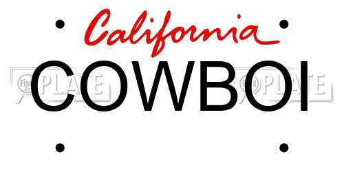 COWBOI California License Plate