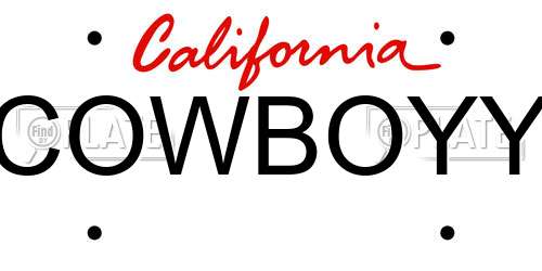 COWBOYY California License Plate