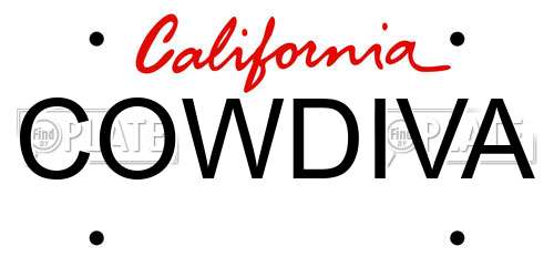 COWDIVA California License Plate