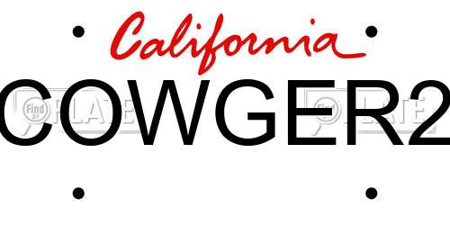 COWGER2 California License Plate