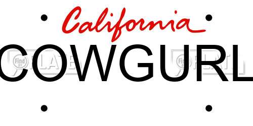 COWGURL California License Plate