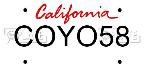 COYO58 California License Plate