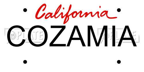 COZAMIA California License Plate