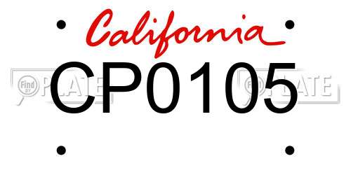 CP0105 California License Plate