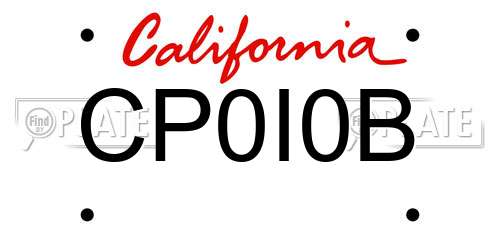 CP0I0B California License Plate