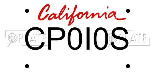 CP0I0S California License Plate