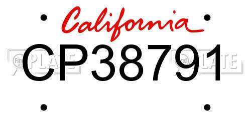 CP38791 California License Plate