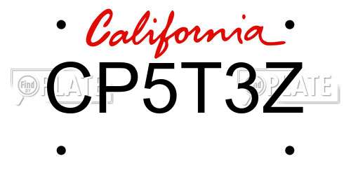 CP5T3Z California License Plate