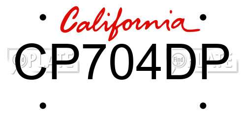 CP704DP California License Plate