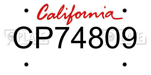 CP74809 California License Plate
