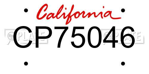 CP75046 California License Plate