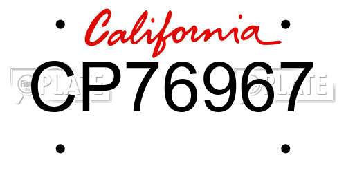 CP76967 California License Plate