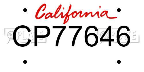 CP77646 California License Plate