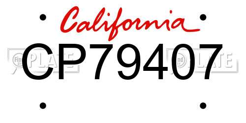 CP79407 California License Plate