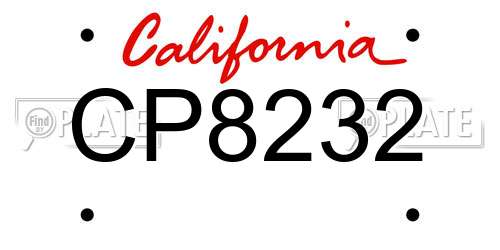 CP8232 California License Plate