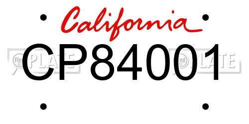 CP84001 California License Plate