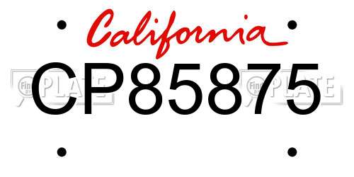CP85875 California License Plate