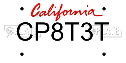 CP8T3T California License Plate