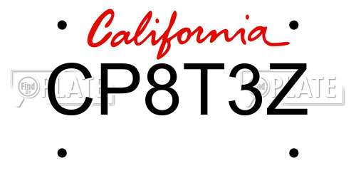 CP8T3Z California License Plate