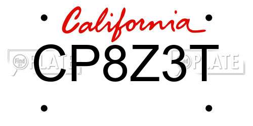CP8Z3T California License Plate