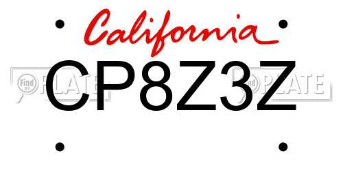 CP8Z3Z California License Plate