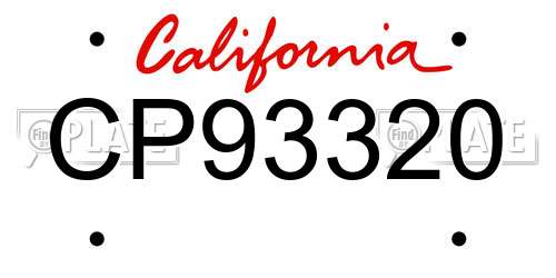 CP93320 California License Plate
