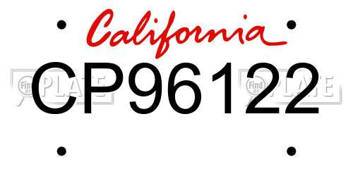CP96122 California License Plate