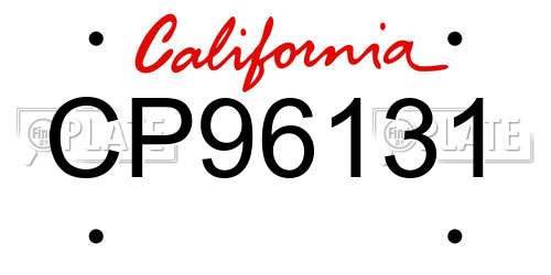 CP96131 California License Plate