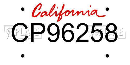 CP96258 California License Plate