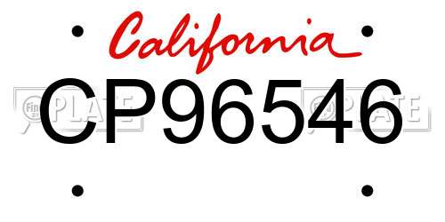 CP96546 California License Plate