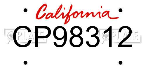 CP98312 California License Plate