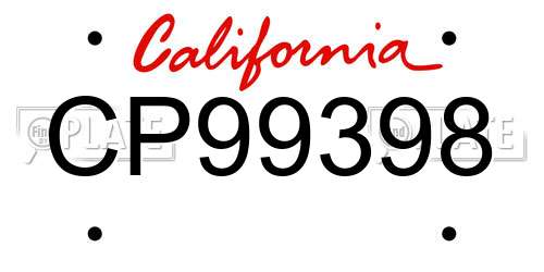 CP99398 California License Plate