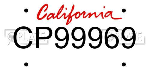 CP99969 California License Plate