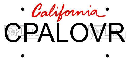 CPALOVR California License Plate