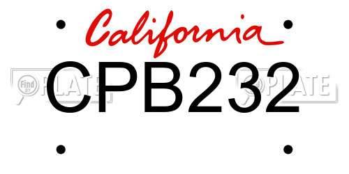CPB232 California License Plate