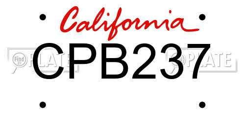 CPB237 California License Plate