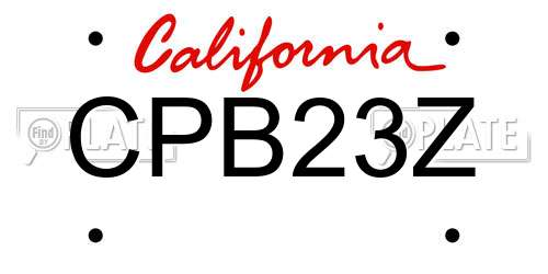 CPB23Z California License Plate