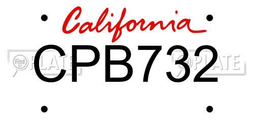 CPB732 California License Plate